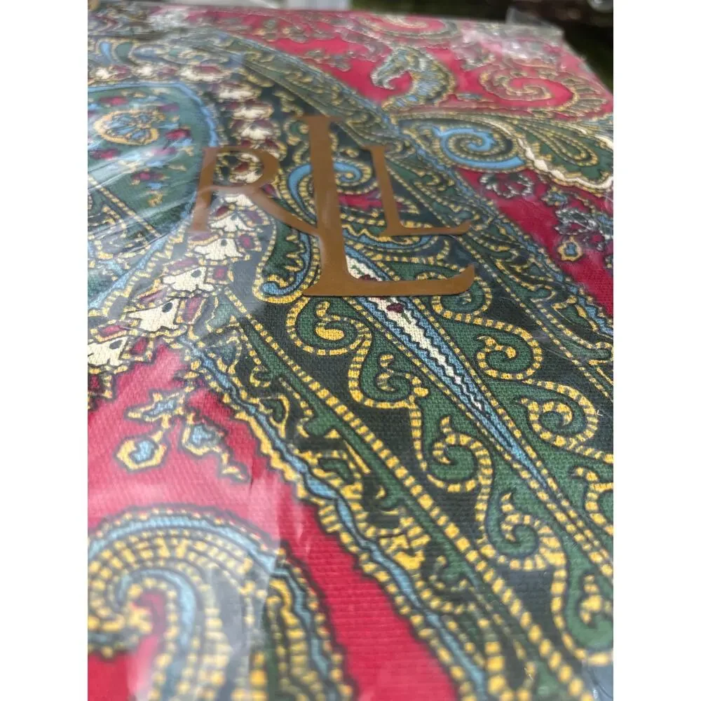 Lauren Ralph Lauren Classic Paisley Tablecloth NEW Poinsettia Cotton 60x84
